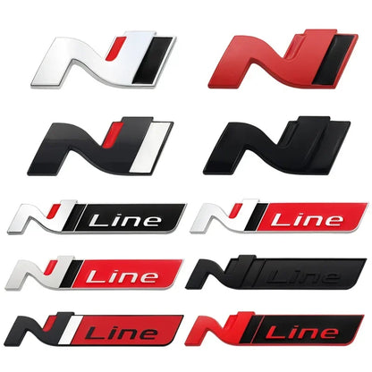 3D Metal N Line & N Logo Rear Boot Emblem Badge & Front Bumper Emblem Badge For Hyundai i20, i30, Kona, Car Stickers