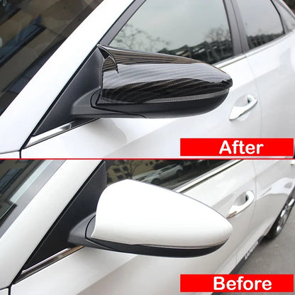 For Hyundai I20 & I20N BAYON 2020-2023 Car Side Mirror Cover Sticker Wing Cap Exterior Door Case Trim Carbon & black