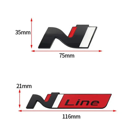 3D Metal N Line & N Logo Rear Boot Emblem Badge & Front Bumper Emblem Badge For Hyundai i20, i30, Kona, Car Stickers