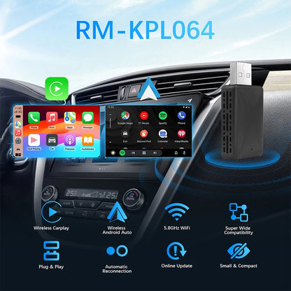 LEXXSON Mini Wireless Apple CarPlay Adapter Portable Smart Mini Box Plug and Play BT WiFi for Car Radio with OEM Wired CarPlay