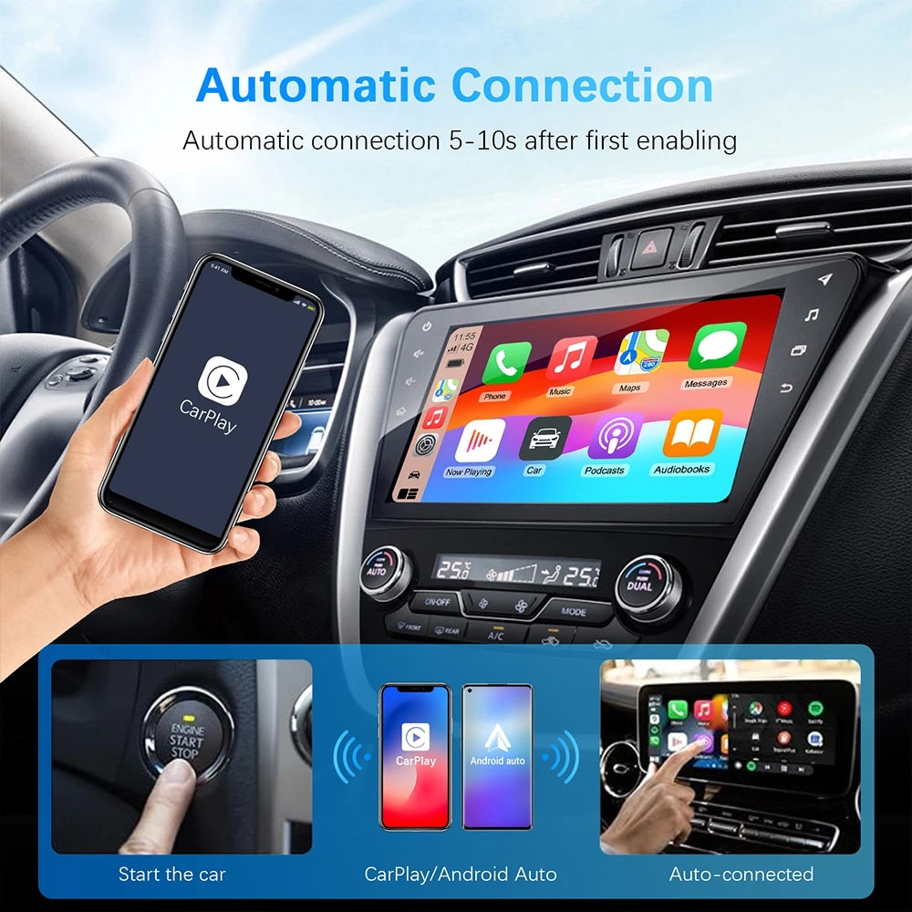 LEXXSON Mini Wireless Apple CarPlay Adapter Portable Smart Mini Box Plug and Play BT WiFi for Car Radio with OEM Wired CarPlay