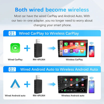 LEXXSON Mini Wireless Apple CarPlay Adapter Portable Smart Mini Box Plug and Play BT WiFi for Car Radio with OEM Wired CarPlay